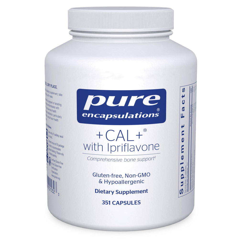 Pure Encapsulations +Cal+ with Ipriflavon bottle on white background