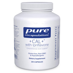 Pure Encapsulations +Cal+ with Ipriflavon bottle on white background