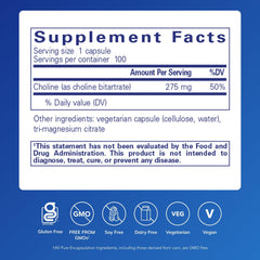 Choline (Bitartrate) 275 mg per capsule - brain health support