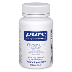 Pure Encapsulations Chromium Picolinate 200 mcg 180 capsules bottle – front view