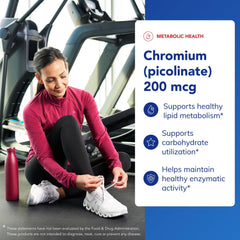 Chromium (Picolinate) 200 mcg supplement label with ingredients