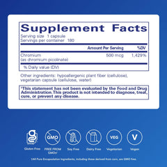 Chromium Picolinate 500 mcg capsules and bottle