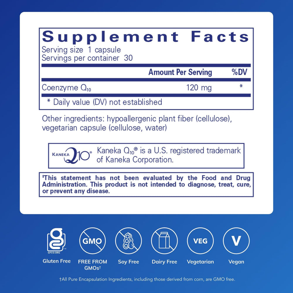 Pure Encapsulations CoQ10 120 mg bottle back view