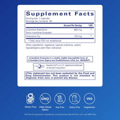 Supplement facts panel for CoQ10 L-Carnitine Fumarate