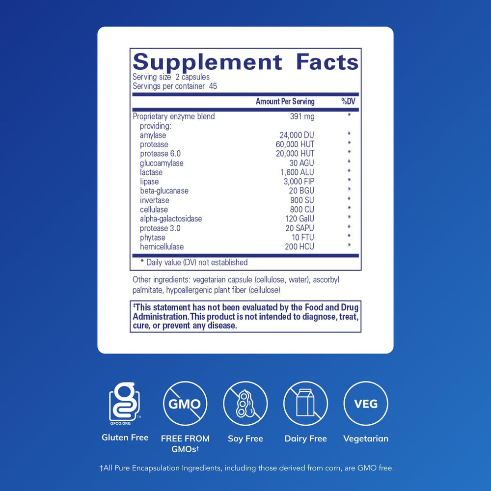 Close-up of vegetarian enzyme blend on label