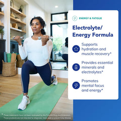 Pure Encapsulations Electrolyte/Energy glass with water demonstrates hydration during exercise.