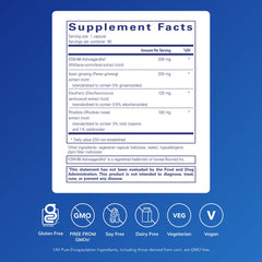Back label with supplement facts and directions