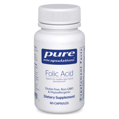 Pure Encapsulations Folic Acid bottle – 60 capsules, front view