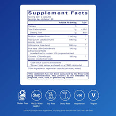 Pure Encapsulations G.I. Fortify label close-up featuring soluble fiber for colon health.