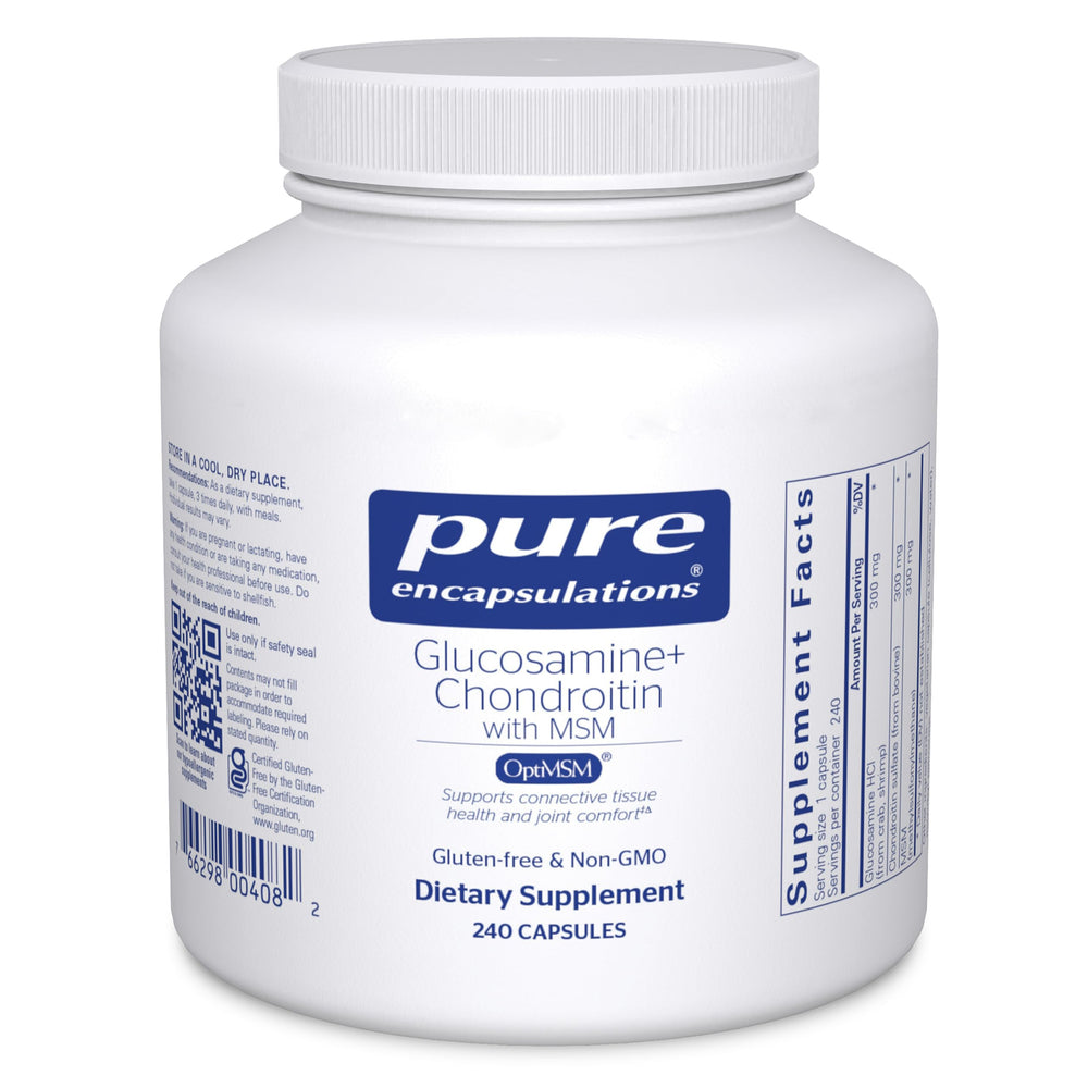 Bottle label for Pure Encapsulations Glucosamine Chondroitin with MSM