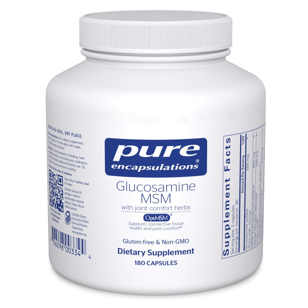 Bottle of Pure Encapsulations Glucosamine MSM 180 capsules