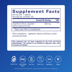 Close-up of Grapefruit Seed Extract bottle label from Pure Encapsulations