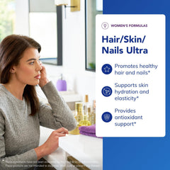 Icons representing biotin, collagen, and keratin