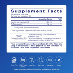Back view of Inositol Complex bottle showing dosage information