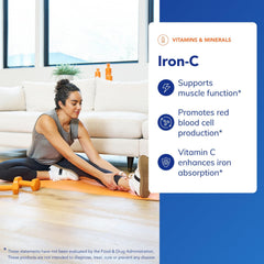 Pure Encapsulations Iron-C label detail showing 15 mg iron and 175 mg vitamin C.
