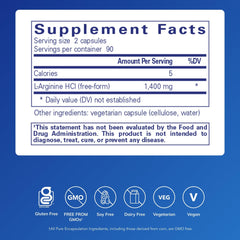 Pure Encapsulations L-Arginine bottle back label