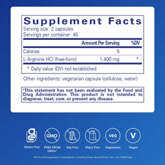 Label showing 1,400 mg L-Arginine per serving