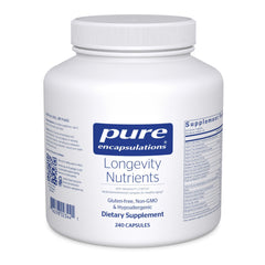 Pure Encapsulations Longevity Nutrients hero image with 240 capsules