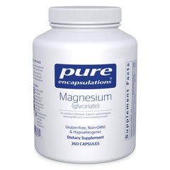 Pure Encapsulations Magnesium Glycinate bottle close-up showing purity and calm support