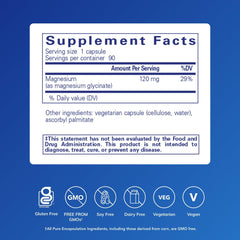 Pure Encapsulations Magnesium Glycinate capsules closeup showing smooth, gentle magnesium for everyday use.