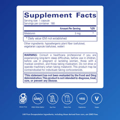 Close-up of Pure Encapsulations Melatonin 3 mg label