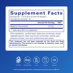 Close-up of Melatonin Liquid label