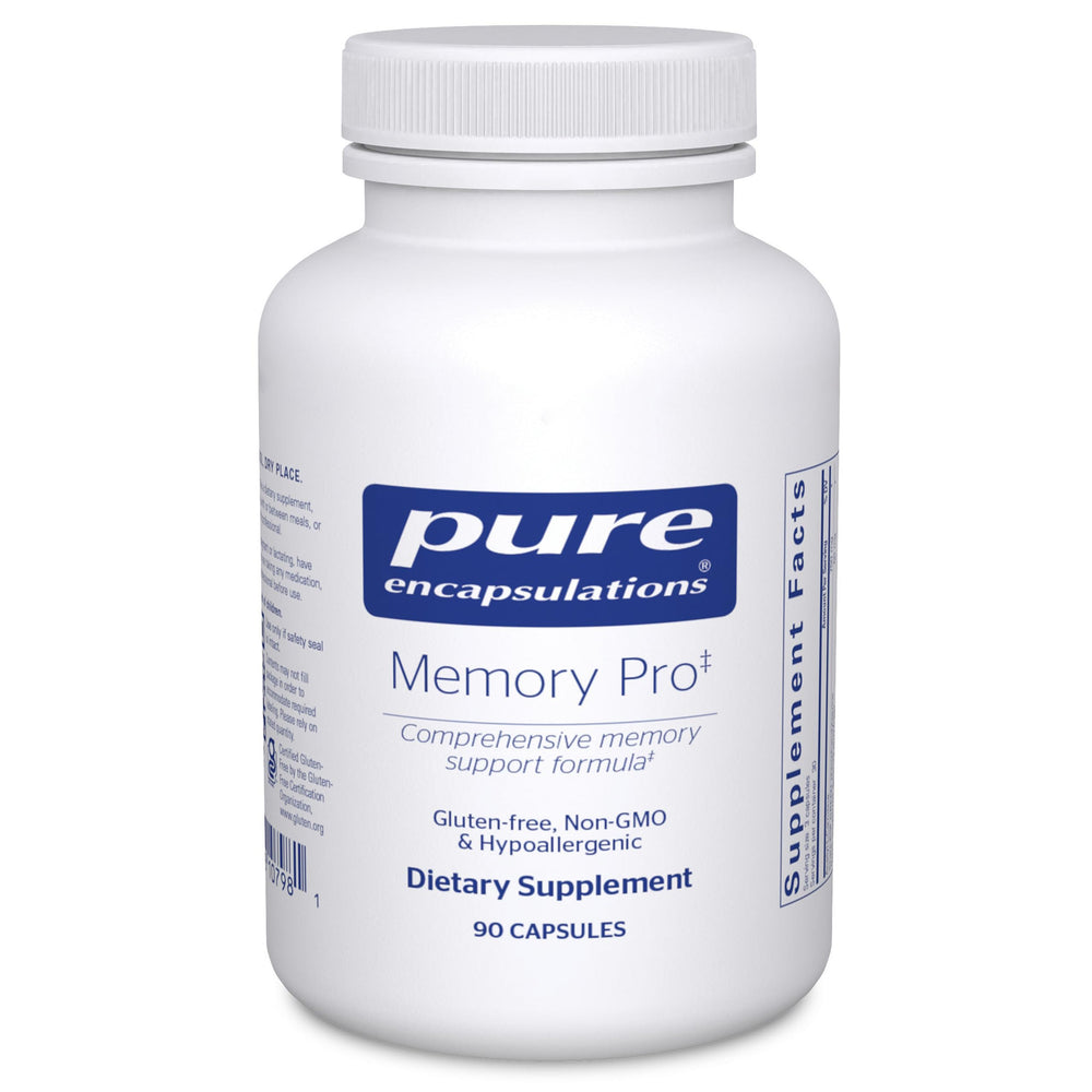 Pure Encapsulations Memory Pro bottle front for daily cognitive support.