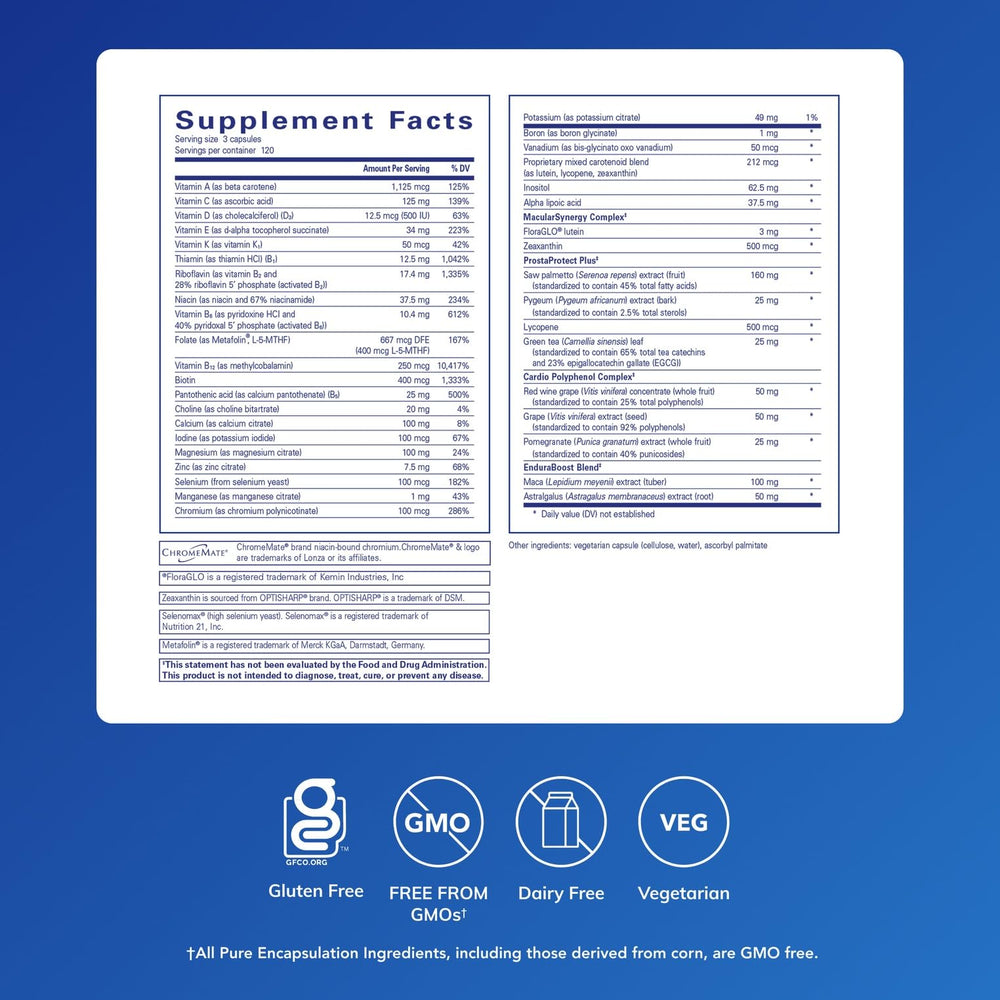 Bottle and label of Pure Encapsulations Men's Nutrients