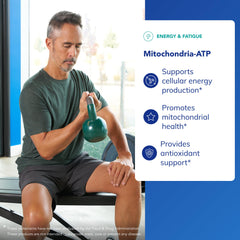 Pure Encapsulations Mitochondria-ATP label closeup showing purity and allergen-free formulation