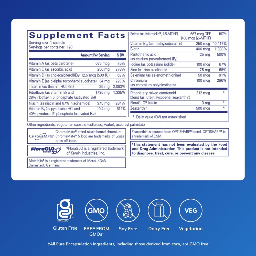 Side view of Pure Encapsulations Multi T/D bottle