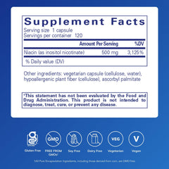 Pure Encapsulations Niacitol capsules closeup – sleek capsules for digestion and tissue formation support.
