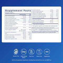 Pure Encapsulations Nutrient 950 Without Iron label close-up highlights Metafolin L-5-MTHF absorption benefits