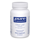 Bottle of Pure Encapsulations Olive Leaf Extract 60 capsules on white background