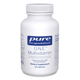 Pure Encapsulations O.N.E. Multivitamin bottle with capsules on white background
