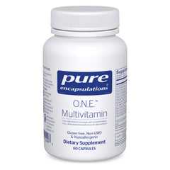 Front view of Pure Encapsulations O.N.E. Multivitamin bottle (60 capsules)