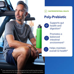 Poly-Prebiotic bottle with product information