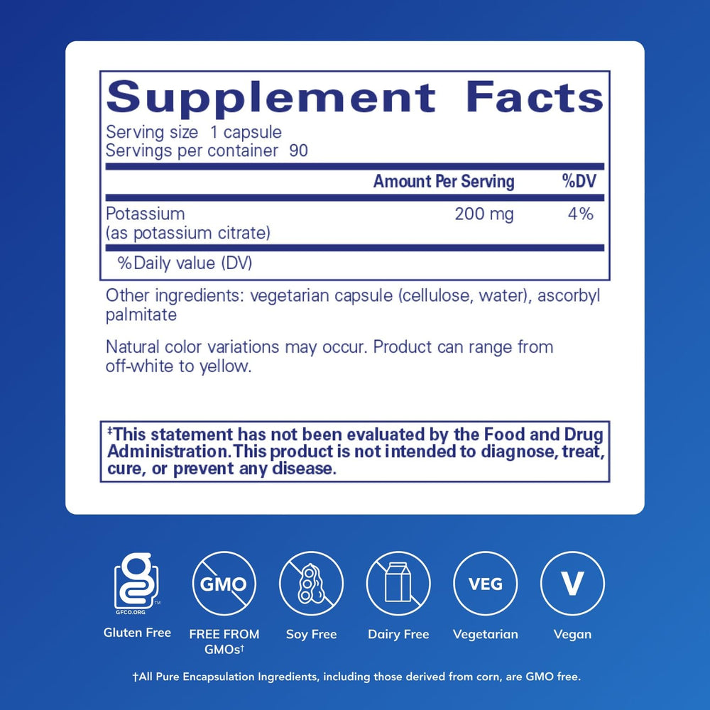 Close-up of potassium citrate capsules