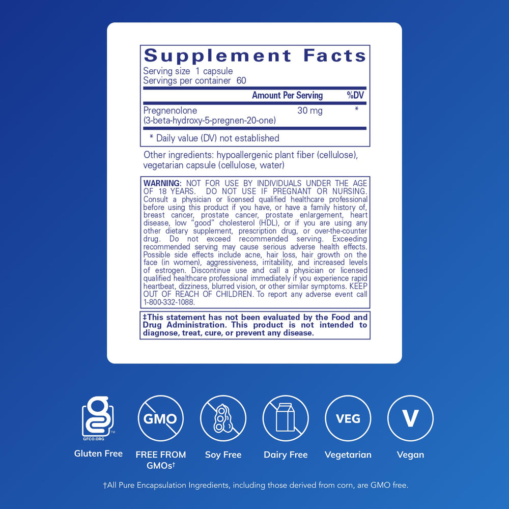 Pregnenolone 30 mg capsules close-up