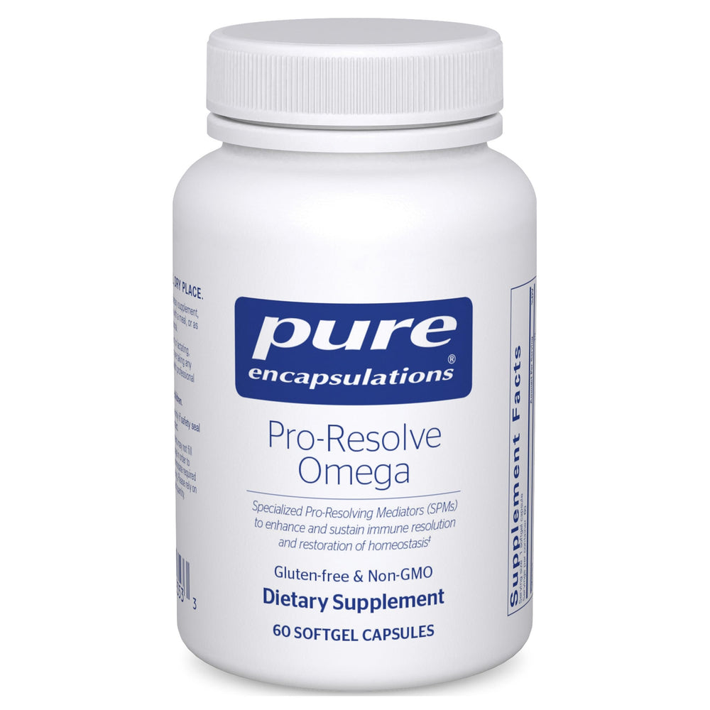 Front view of Pure Encapsulations Pro-Resolve Omega bottle on white background
