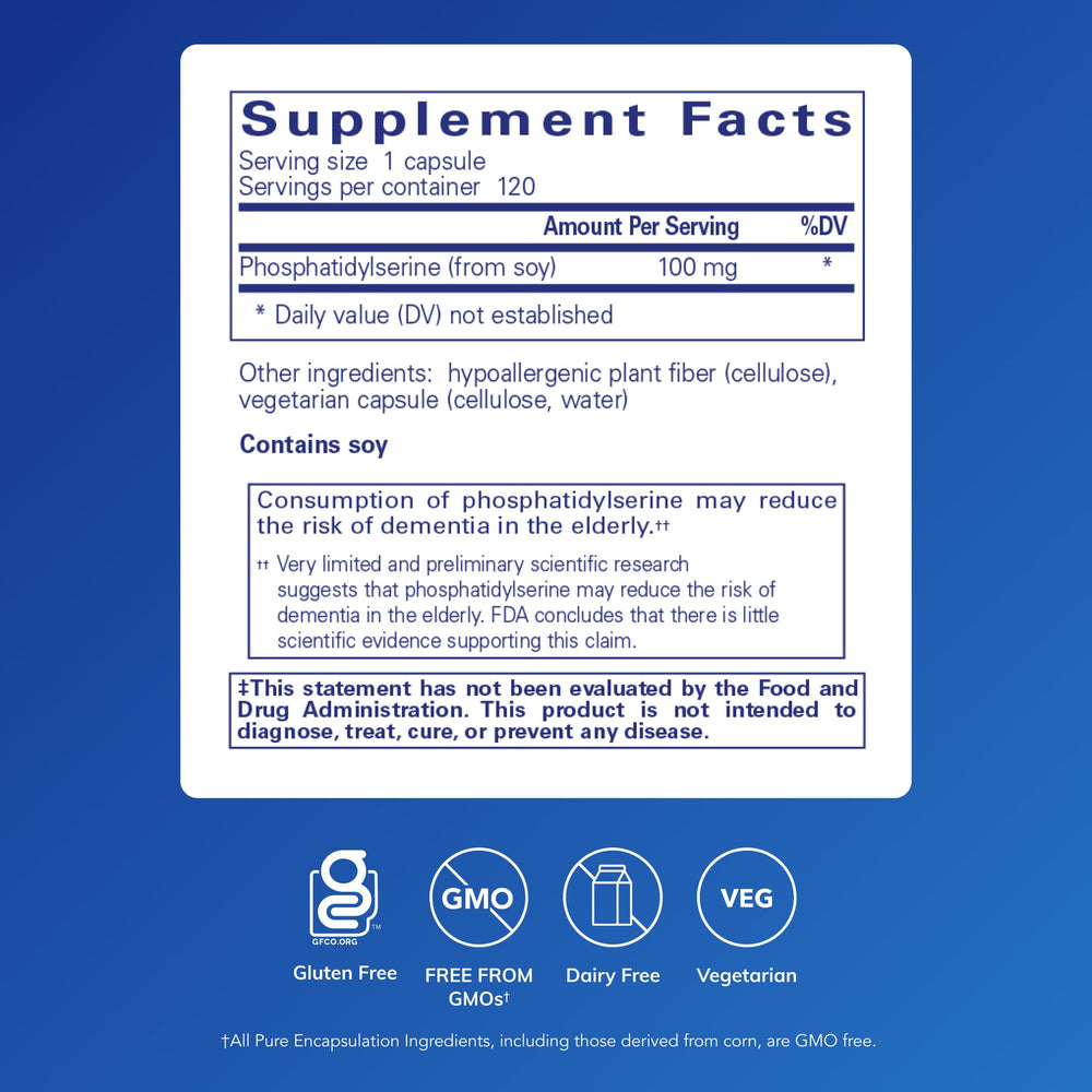 Close-up of PS 100 product label