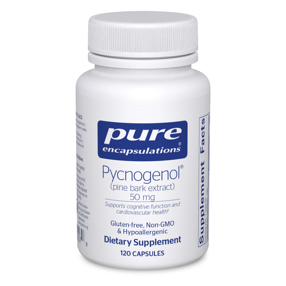 Pure Encapsulations Pycnogenol bottle with label for antioxidant vascular support