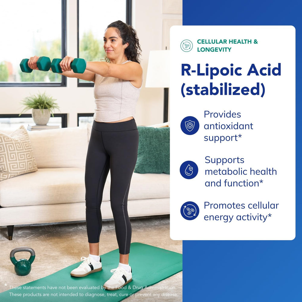 Supplement facts panel for R-Lipoic Acid (Stabilized) bottle
