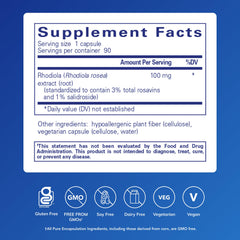 Pure Encapsulations Rhodiola Rosea bottle side view