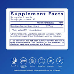 Close-up of Strontium (Citrate) bottle label