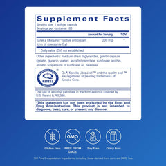 Ubiquinol-QH 200 mg bottle label close-up