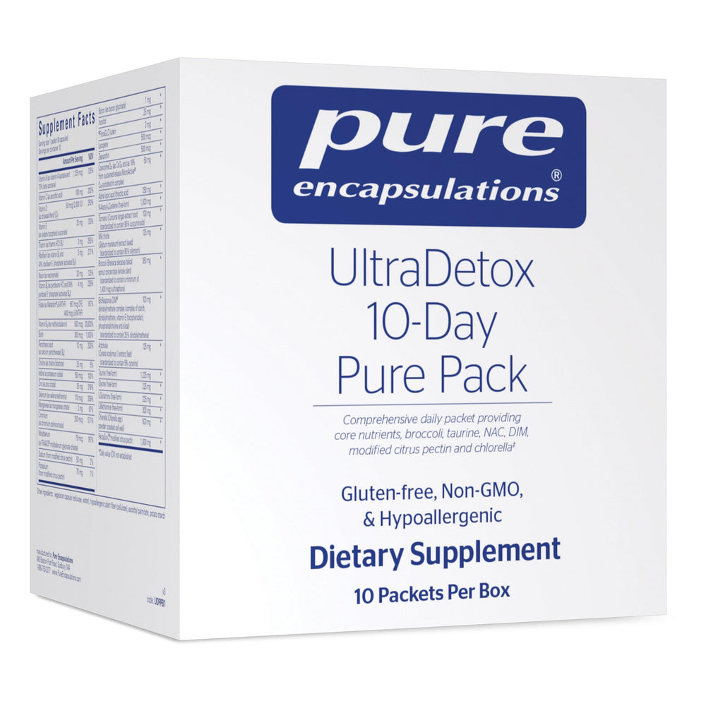 Pure Encapsulations UltraDetox 10-Day Pack bottle for a convenient daily detox routine.