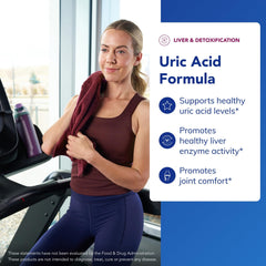 Pure Encapsulations Uric Acid Formula label close-up highlighting premium ingredients.