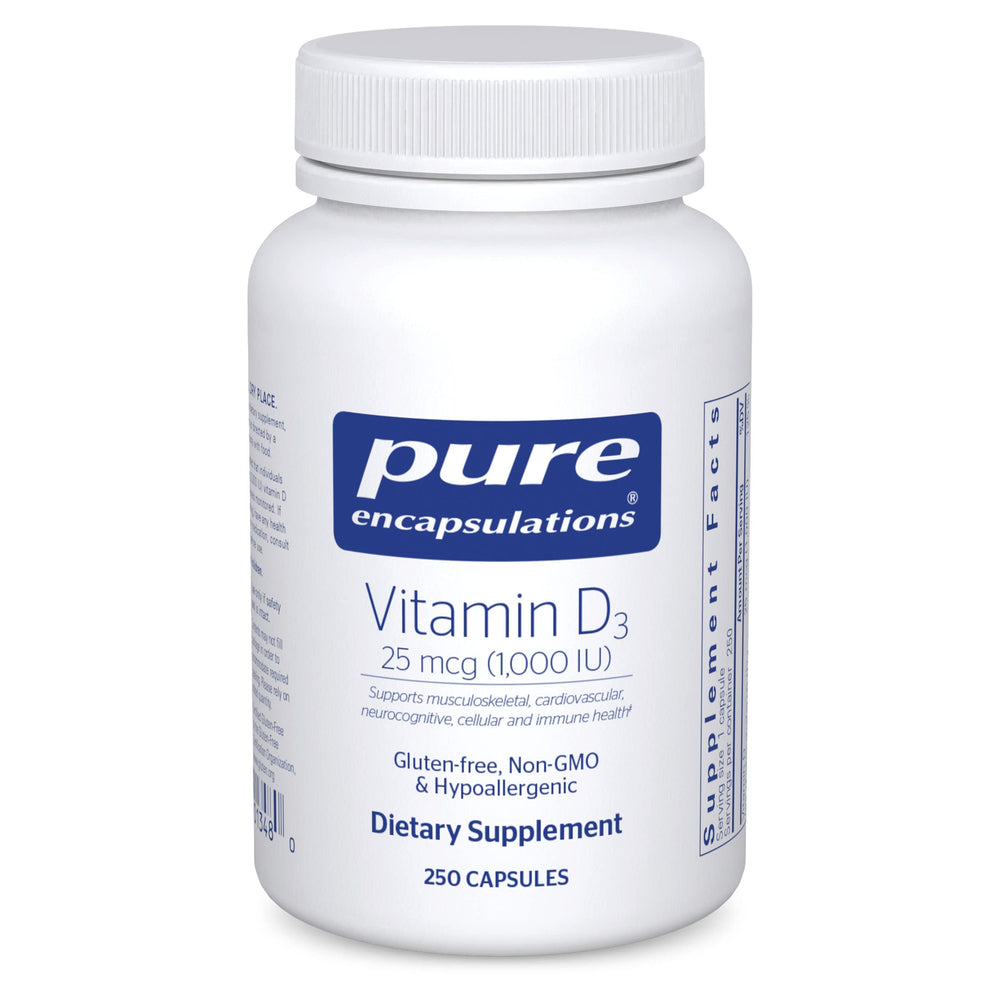 Pure Encapsulations Vitamin D3 bottle with 250 capsules