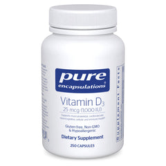Pure Encapsulations Vitamin D3 bottle with 250 capsules