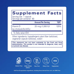 Front view of Vitamin D3 25 mcg packaging